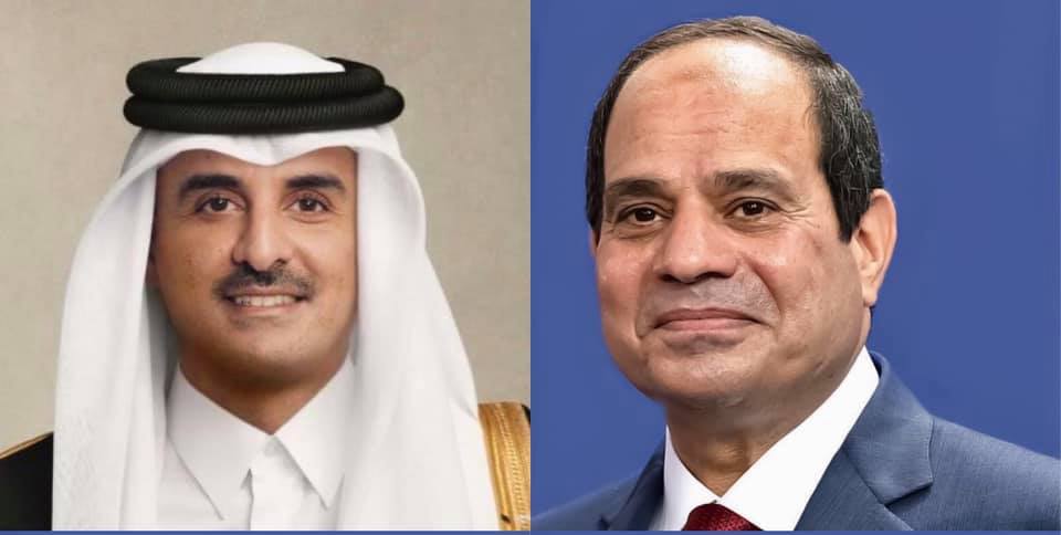 الرئيس عبد الفتاح السيسي التهنئة والشيخ تميم بن حمد بن خليفة آل ثاني أمير دولة قطر
