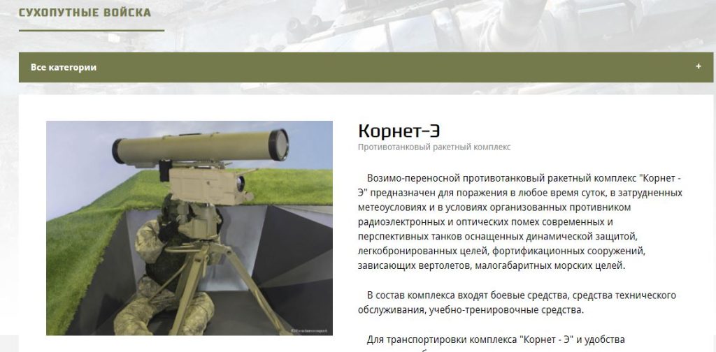 صواريخ كورنيت إي الروسية المضادة للدبابات