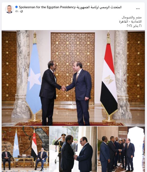 الرئيس عبد الفتاح السيسي مع نظيره الصومالي حسن شيخ في القاهرة