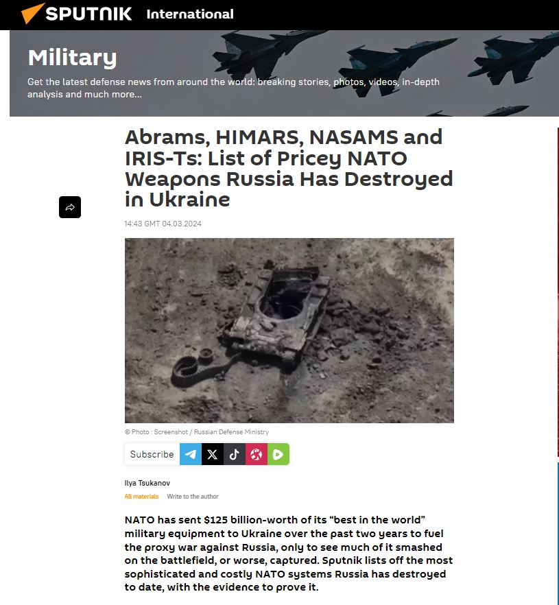 خسائر الأسلحة الغربية المتطورة في الحرب الأوكرانية